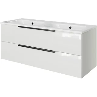 Pelipal Badmöbel-Set Quantum 07 Schneeweiß Glanz 121 cm 2 Auszüge Doppel-WT