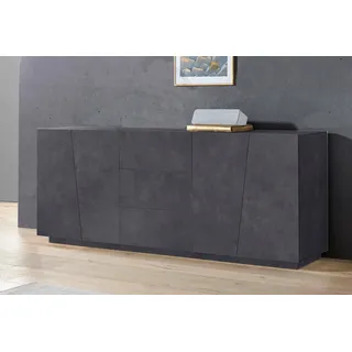 Dmora - Kommode Sven, Küchen-Sideboard mit 4 Türen und 3 Schubladen, Wohnzimmer-Buffet, 100 % Made in Italy, 220 x 43 x 86 cm, Schiefer,