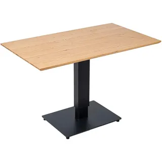 Valdera Esstisch , Eichefarben , Holz, Metall, Holzwerkstoff , Eiche , furniert , rechteckig , eckig, Bodenplatte , 70x75-110x120 cm , höhenverstellbar , Holzmöbel, Holztische, Esstische Holz, Esstische furniert