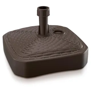 DEUBA® Sonnenschirmständer Poly Rattan Eckig bis Ø 26 mm Mast Befüllbar Sonnenschirm Schirmständer Ständer Gartenschirm Balkon Terrasse Garten Braun - Braun