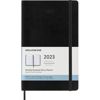 Moleskine Monatsplaner 2023, 12-monatiges Tagebuch, Monatskalender mit Hardcover, Großformat 13 x 21 cm, Farbe Schwarz