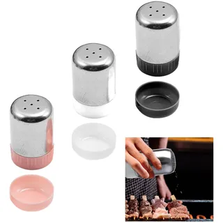 3 Stück Salzstreuer Klein Mini für Unterwegs Die Brotdose Salz Und Pfefferstreuer Eier Gewürzstreuer Kleiner Edelstahl To Go Camping Reise Set Zauberstab SalzmüHle Glas Gewürzmühle Kuechenzubehoer