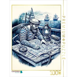 Calvendo Puzzle Seemann bei der nautischen Planung. Vintage Motiv | 1000 Teile Lege-Größe 64 x 48 cm Foto-Puzzle für glückliche Stunden