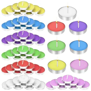 Rustark 70 Stück Bunte Mini Teelichter Kerzen Set ohne Duft Kerzen Lange Dauerhafte Tropflose Paraffin Tee Kerze für Wachs Siegel Stempel, Brief Versiegelung, Party, Geburtstag, Zuhause, Dekoration