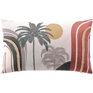 Douceur d'Intérieur Cocotis Kissen mit abziehbarem Bezug (30 x 50 cm), bedrucktes Polycotton und Jute
