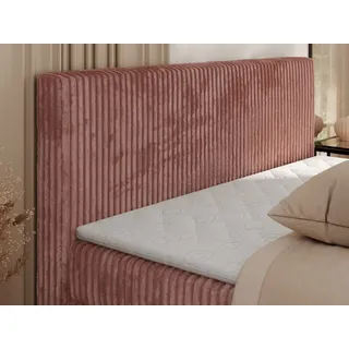 MKS MEBLE Boxspringbett 160x200 Rosa Cord, Boxspringbett mit Matratze H3, Bett 160x200 mit Bettkasten and Kopfteil, Doppelbett mit Stauraum, Polsterbett 160x200 - Tiliano King - Rosa