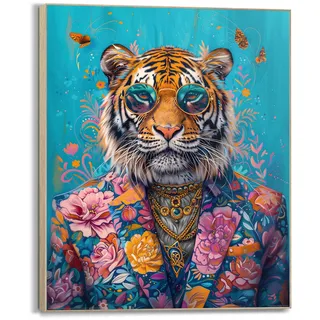 Reinders! »Gekleideter Tiger« Wohnzimmer - mehrfarbig), - MDF - Tiere - 50x40 cm,