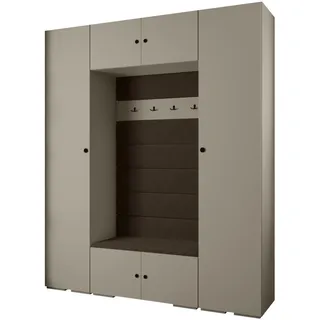 Abiks Möbel Garderoben-Set 236,7/200/47 , Kaschmir, Braun, Schwarz , Metall , Nachbildung , 10 Fächer , 200x236.7x47 cm , Garderobe, Garderoben-Sets & Garderoben-Serien, Garderoben-Sets