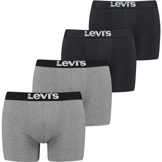 Levi’s Einfarbige Basic-Boxershorts, weiche Herrenunterwäsche aus Bio-Baumwolle mit elastischem Bund und doppelter Einlage, kein Hochrutschen, 4er-Pack