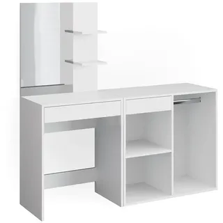 Vicco Schminktisch Isabelle, 140 cm mit Schrank, Weiß - Weiß