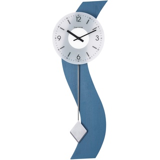 Hermle 71004-Q72200 Schlichte Wanduhr mit Pendel, Blau, 70cm x 23cm x 6cm