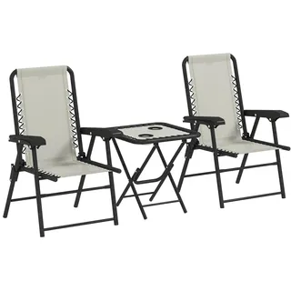 Bistro-Set - Gartenmöbel-Set - Terrassenmöbel - Balkonmöbel-Set - Kompakt - Klappbar - Elegantes Stahlgestell - Creme - Creme