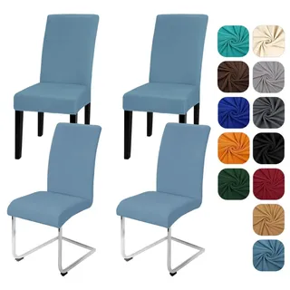 Stuhlhussen 4er Set Stretch Graublau Elastisch Waschbar für Schwingstuhl