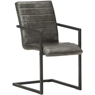 vidaXL Freischwinger 2 Stk. Grau Echtleder - Grau
