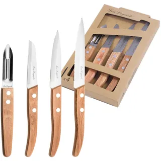 Lou Laguiole 497511NT01KK4 Forest Set mit 4 Messern, Edelstahl, Naturholz, 22 x 13 x 2 cm