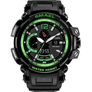 SMAEL TOM Herren Sportuhr - Schwarz/Grün, schlagfest & multifunktional KP14087 - Schwarz, Grün