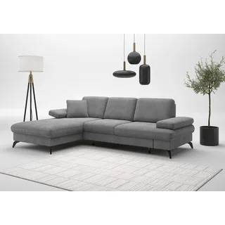 sit&more Ecksofa »Morris Jubi L-Form, inklusive XXL-Liegefläche, bzw. Schlaffunktion«, Bettfunktion, Armteilverstellung und 1 Zierkissen, grau