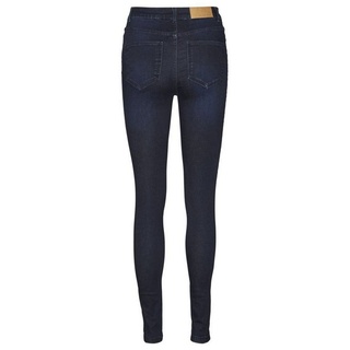 Noisy May Damen Skinny Fit Jeans | High Waist Denim Stretch Hose | Raw Vintage Design Pants NMCALLIE, Farben:Dunkelblau, Größe:28W / 32L