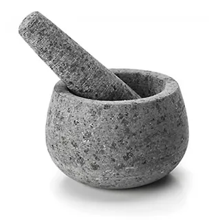 LACOR 60517 Mörser Und Stampfe Der Granit, Stein, grau, 12 x 12 x 8 cm
