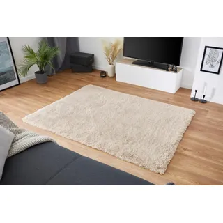 andiamo Kunstfell Teppich Alpa gemütlicher Hochfloor Wohnzimmerteppich Fellteppich 35 mm Florhöhe weich und flauschig Teppich Wohnzimmer Sand 120 x 160 cm