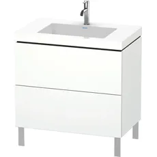 Duravit L-Cube Möbelwaschtisch c-bonded mit Unterbau bodenstehend, 80x48 cm, 2 Auszüge, ohne Überlauf, 1 Hahnloch, Farbe: Pine Terra Dekor