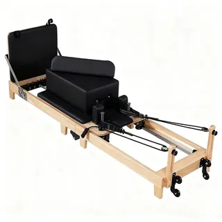 Pilates Reformer - Trainingsbett - Klappbar - Verstellbarer Widerstand - Max. Belastung 500 kg - Gewicht 140 kg - Schwarz