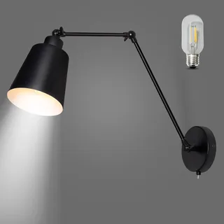 MantoLite Schwenkarm Wandleuchten Mit Schalter, Nachttischleuchte Mit Kegel Lampenschirm Waschtisch Wandleuchte Leuchten Leselampe, Wand Scone Wandleuchter Beleuchtung Fixture (Inklusive Glühbirne)