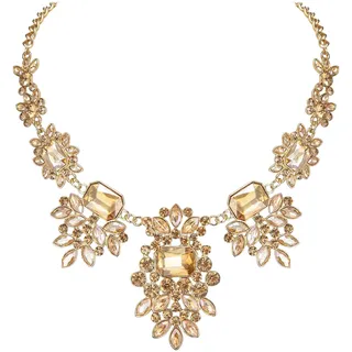 EVER FAITH Strass Kragen Halskette für Damen Kristall Floral Art Deco Vintage Statement für Hochzeit Party Braun