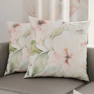 PETTI Artigiani Italiani - 1 Paar Kissenbezüge 30 x 30 cm aus Mikrofaser, Dekokissen für Schlafzimmer, Sofa, Wohnzimmer, Set mit 2 Kissenbezügen, Blumenmuster 143, 100% Made in Italy