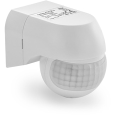 deleyCON 1x Infrarot Bewegungsmelder - für Innen und Außen - Reichweite bis 12m bei 180° - Dreh-/Neigbar - IP44 - Spritzwasserschutz - Weiß