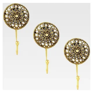 Boho-Wandhaken, dekorative Schlüsselhaken aus Messing, Shabby-Chic, Garderobenhaken, Wandhalterung, Gold, Vintage, zum Aufhängen von Mänteln, 3 Stück, Stil 2