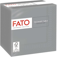 Fato, Einweg-Papierservietten, Ideal für Aperitifs und Cocktails, Packung mit 100 Servietten, Größe 24x24, Gefaltet in 4 und 2 Lagen, Farbe Grau, 100% Reines Zellulosepapier, FSC-zertifiziert