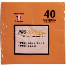 Pronappe SV863812I 40er Pack Einwegservietten aus mikrogeprägter Watte 38 x 38 cm 2-lagig Farbe Orange Servietten, dick und sehr saugfähig.