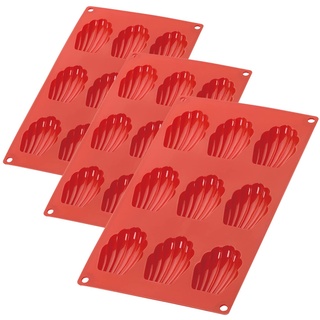 Madeleines-Silikonform mit 9 Hohlräumen, 3 Packungen Schalenform Backform zur Herstellung von Schokolade, Kuchen, Gelee, Mousse