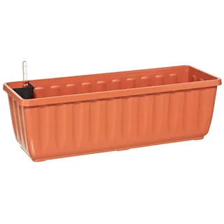 Dehner Blumenkasten Aqua-Flor Plus mit Bewässerungssystem, ca. 97.5 x 22 x 19 cm, Kunststoff, terracotta