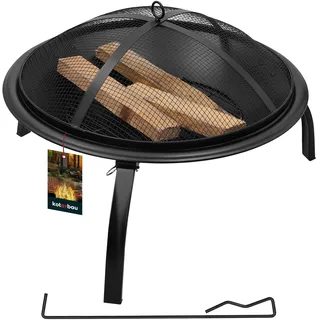 KOTARBAU® Feuerschale mit Funkenschutz & Grillrost Feuerschalen für den Garten aus Stahl 58 cm Durchmesser Feuerstelle mit Schürhaken Feuerschale mit Deckel gegen Funkenflug Feuerkorb für den Garten