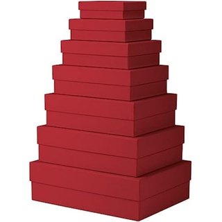 RÖSSLER Papier 13411453360 - Boxline Geschenkbox mit Deckel, 7er Set Geschenkschachteln, Rot, Kartonagen rechteckig