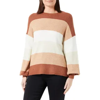 ONLY Damen Onlatia L/S Stripe Pullover KNT Noos Sweater, Tortoise Shell/Stripes:w. Mel/Indian Tan Mel/Cloud Dancer/Pumice Stone Mel/Indian Tan Mel/Tortoise Shell Mel,XS