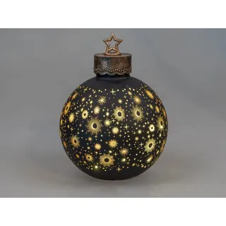 Formano Deko-Kugel Schwarz 35cm mit LED Licht Timer Beleuchtete Glaskugel Deko - Weihnachtsdekoration Tisch Regal Deko-Kugel 6h/18h Timer Weihnachtskugel zum Stellen