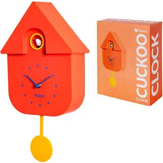 FISURA - Kuckucksuhr. Wanduhr. Original Geschenk Wanduhr. 3 AA-Batterien Nicht enthalten. Maße: 21,5 x 8 x 41,5 cm. ABS-Kunststoff. (Rot)