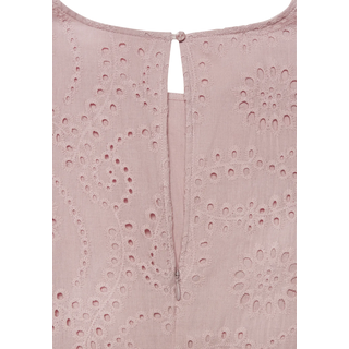 Spitzenkleid BUFFALO "elegantes Sommerkleid", Damen, Gr. 46, N-Gr, lila (mauve), Web, Obermaterial: 100% Baumwolle. Futter: 100% Viskose, unifarben, figurumspielend knöchelfrei, Rundhals, Kleider Spitzenkleid, in Maxilänge, Eyelet, modische Lochstickerei, elegantes Sommerkleid, Topseller