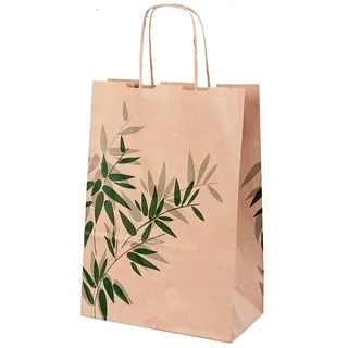 Tüten Sos Mit Henkeln "Feel Green" 80 G/M2 20+10X29 Cm Natur Kraft - 250 Un.