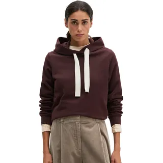 Hoodie MARC O'POLO, Damen, Gr. L, braun (schwarz cherry), angeraute Sweatware, Obermaterial: 100% Baumwolle, relaxed fit normal, Bündchen, Sweatshirts Hoodie, relaxed mit gepeachter Oberfläche