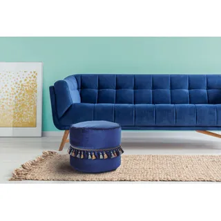 Kayoom Sitzhocker »Pouf Taj Mahal 225, samtweiche Oberfläche« 1 Stk. tlg. samtweich, verziert, Füllung aus flexiblen Styroporkugeln, blau