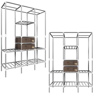 Eyepower XL Kleiderschrank Metall Regal System 2 Schubladen 178x128x44,5cm Faltschrank