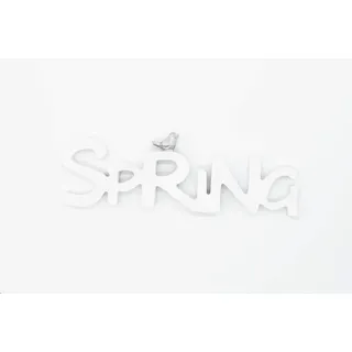 Heitmann Deco - Polyresin - Schriftzug Spring - weiß - Frühlingsdeko - ca. 19,2 x 1,2 x 6,5 cm, 1014253