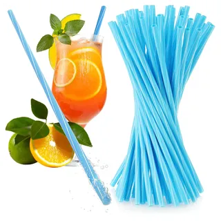 Robin Goods® 50x wiederverwendbare Trinkhalme aus Hartplastik - 22 cm, spülmaschinengeeignet, für Smoothies, Cocktails & Heißgetränke (blau - 50x)