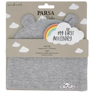 Parsa Baby Babymütze mit Ohren und Wolkenstickerei - grau