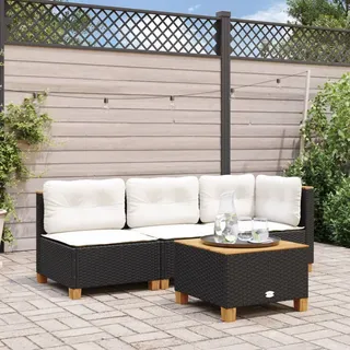 vidaXL Garten-Ecksofa mit Kissen Loungesofa schwarz