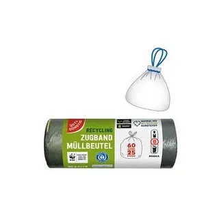 GUT&GÜNSTIG Müllbeutel RECYCLING 60,0 l schwarz, 25 St.